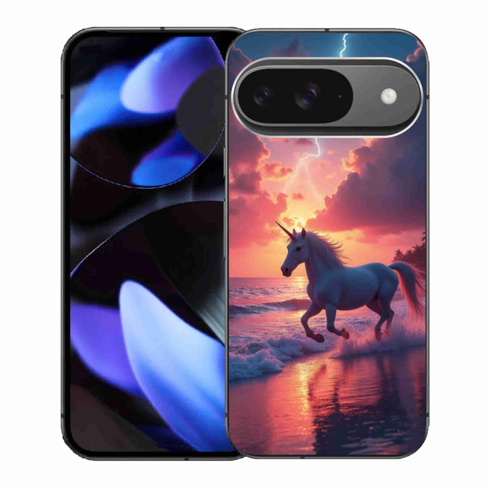 Gelový kryt mmCase na Google Pixel 9 - jednorožec na pláži