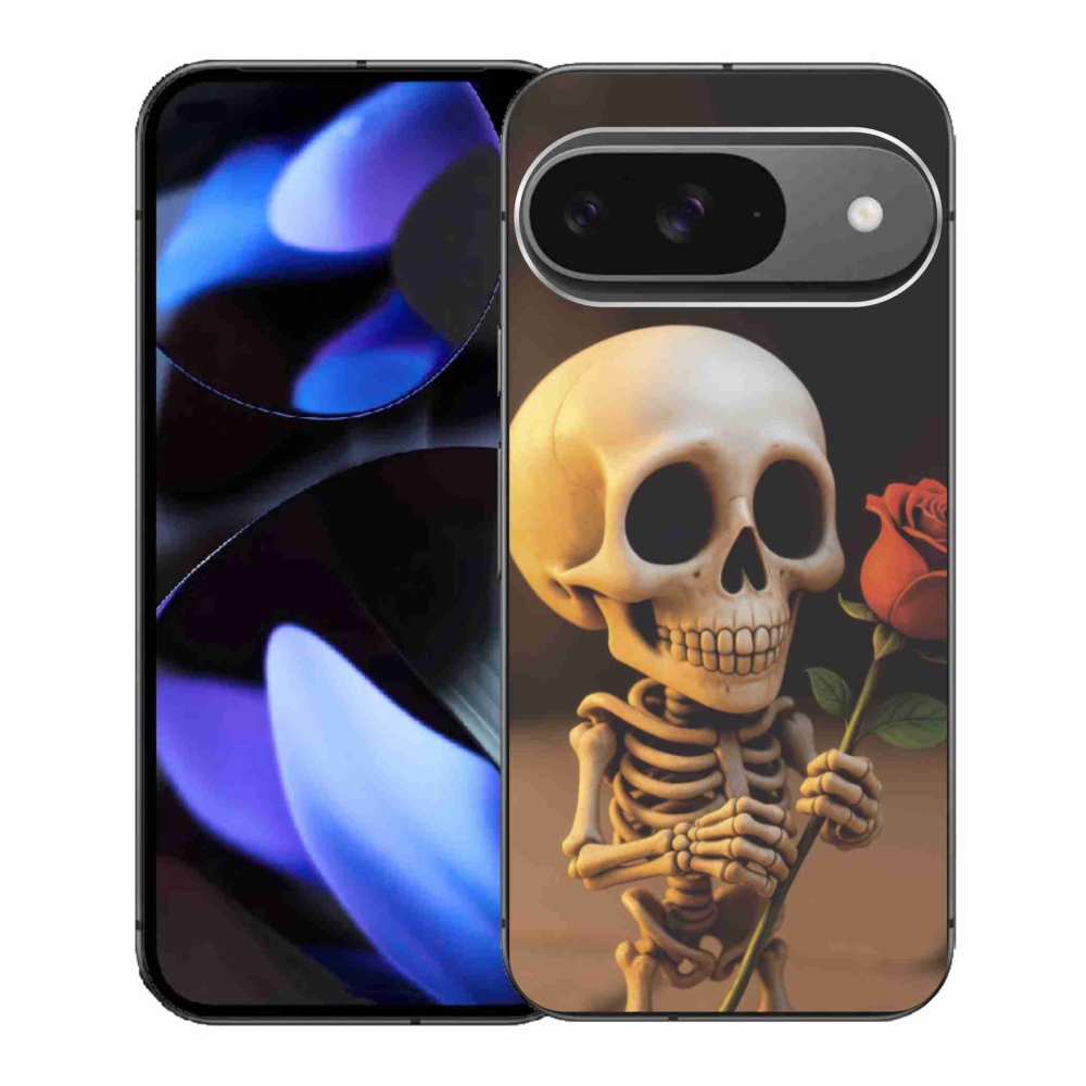 Gelový kryt mmCase na Google Pixel 9 - kostlivec s růží