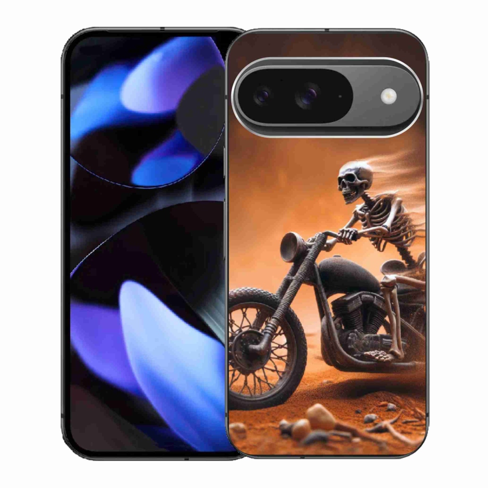 Gelový kryt mmCase na Google Pixel 9 - kostra na motorce