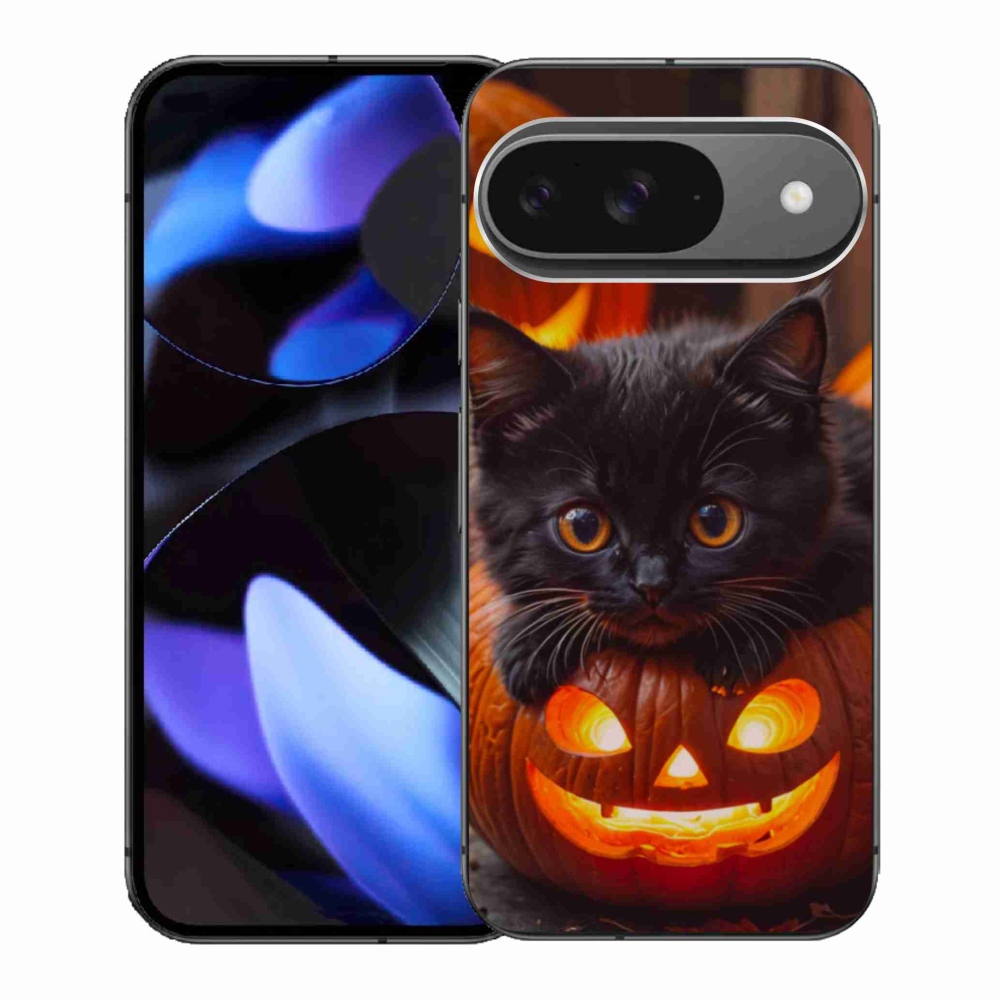 Gelový kryt mmCase na Google Pixel 9 - kotě a dýně