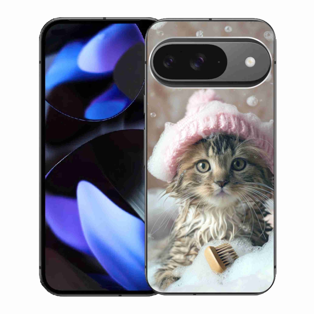 Gelový kryt mmCase na Google Pixel 9 - kotě a koupel