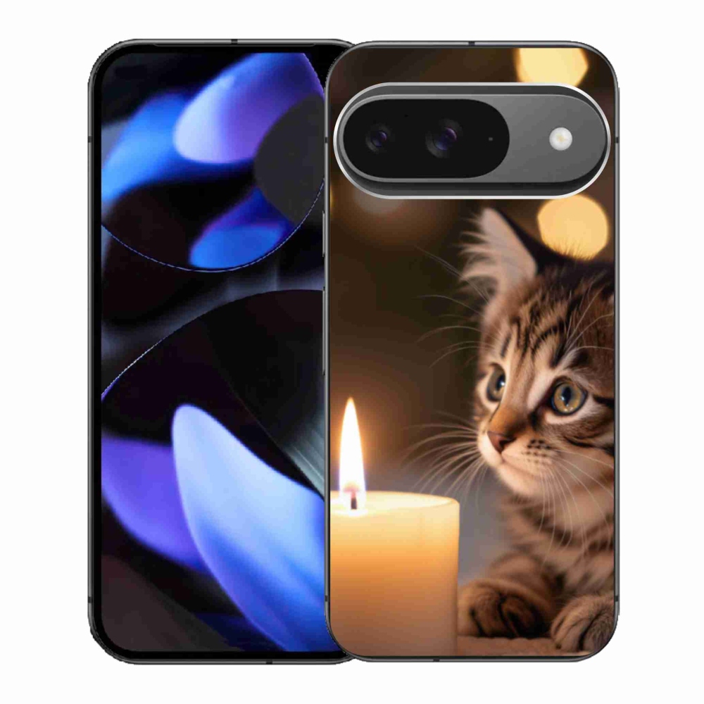 Gelový kryt mmCase na Google Pixel 9 - kotě a svíčka