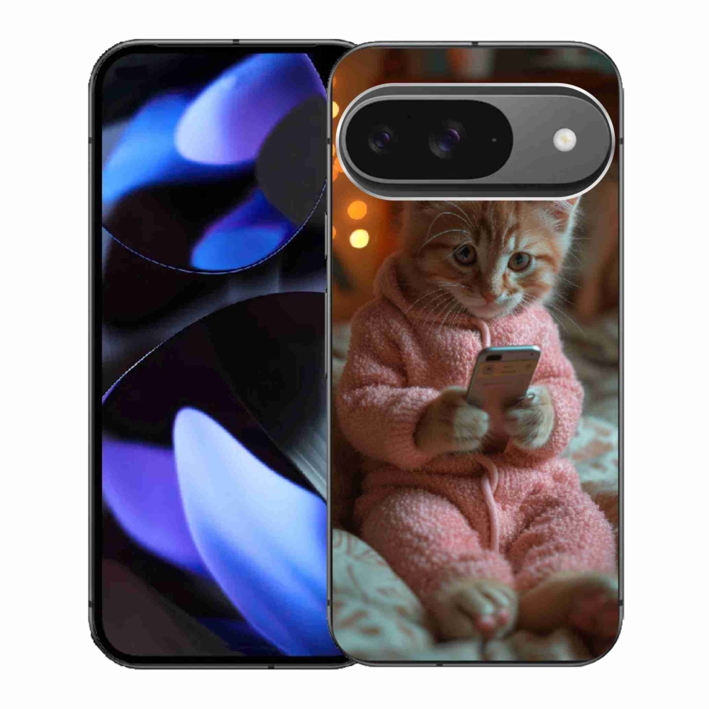 Gelový kryt mmCase na Google Pixel 9 - kotě s mobilem