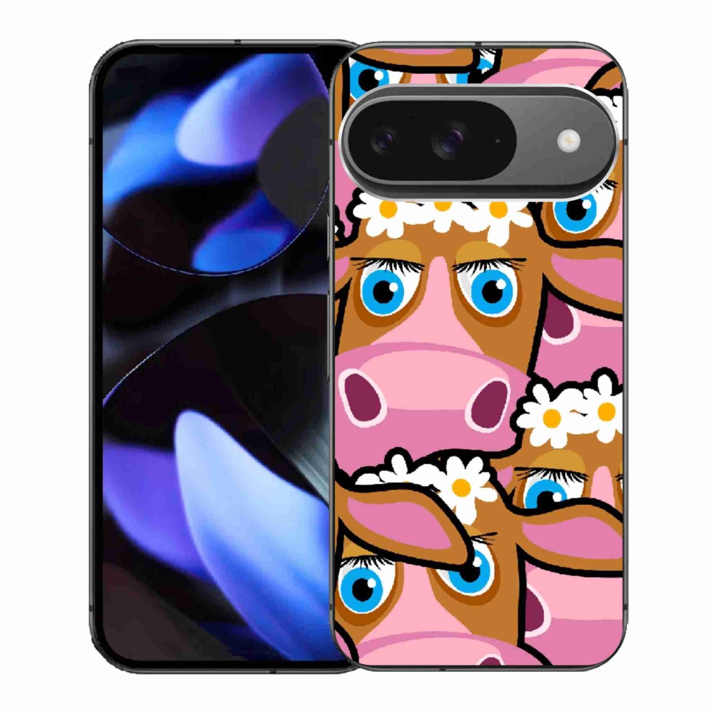 Gelový kryt mmCase na Google Pixel 9 - kreslené kravičky
