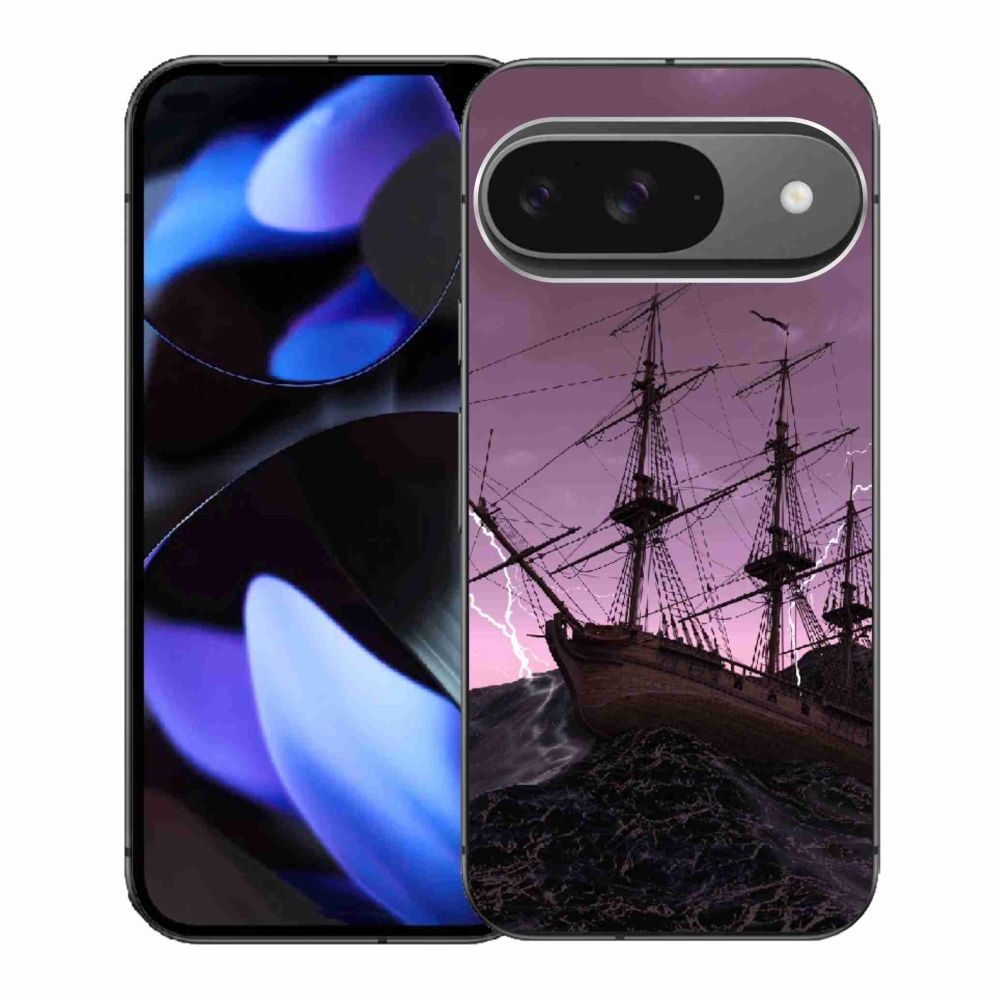 Gelový kryt mmCase na Google Pixel 9 - loď v bouři
