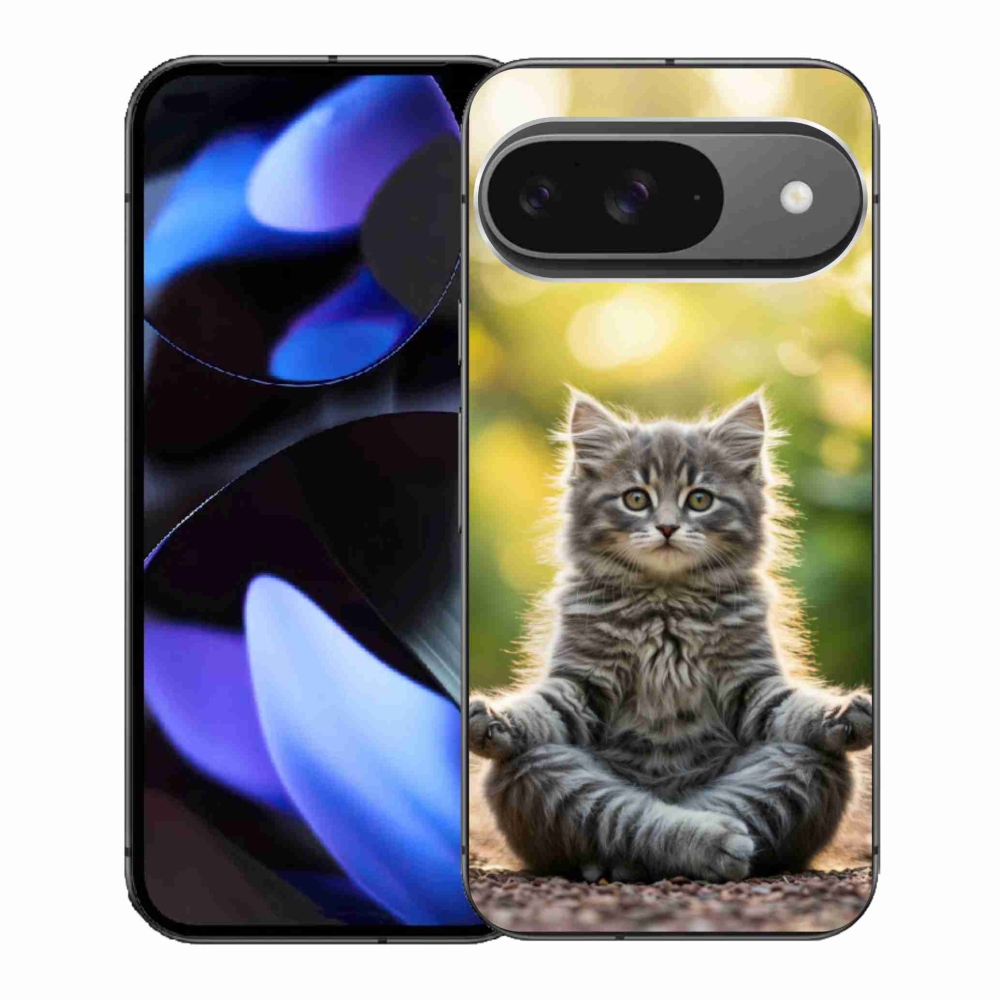 Gelový kryt mmCase na Google Pixel 9 - meditující kotě
