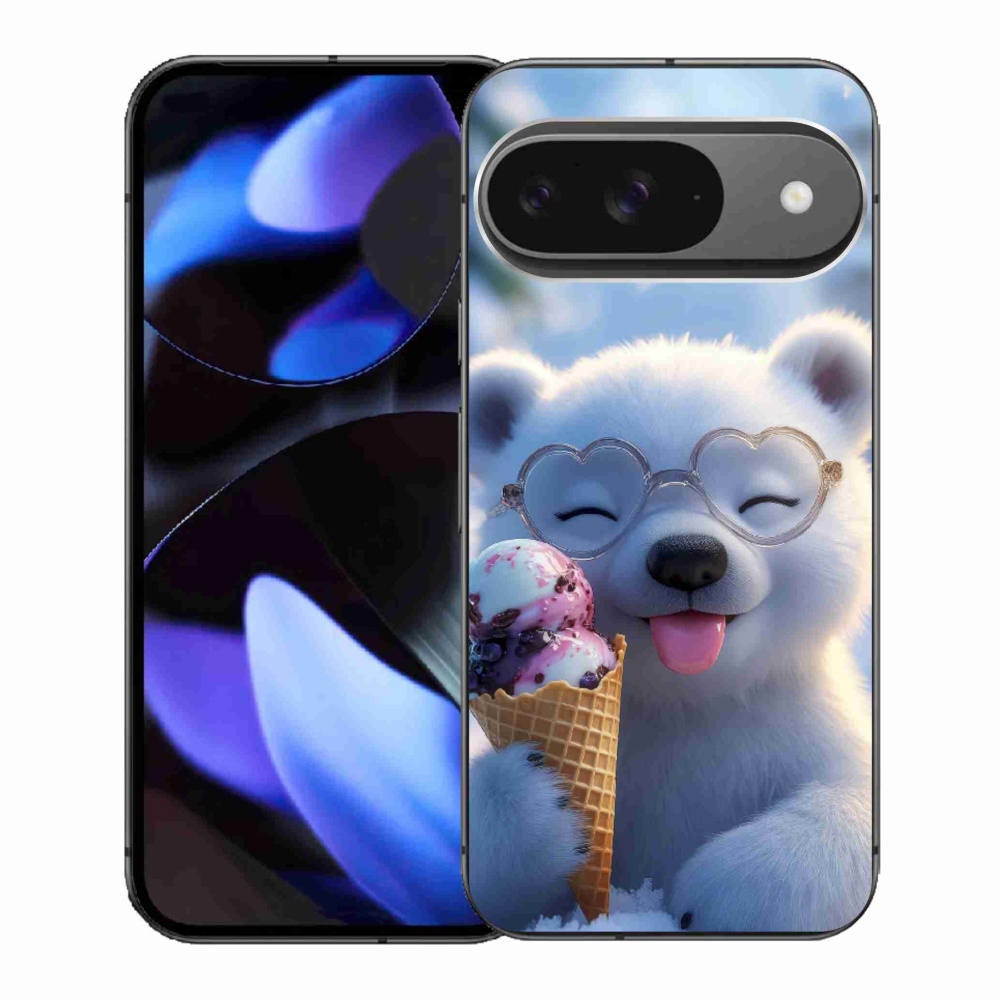 Gelový kryt mmCase na Google Pixel 9 - medvídek se zmrzlinou