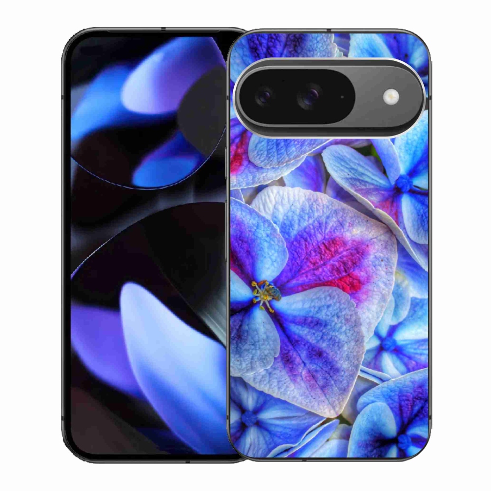 Gelový kryt mmCase na Google Pixel 9 - modré květy 1