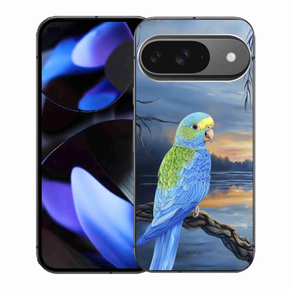 Gelový kryt mmCase na Google Pixel 9 - modrý papoušek