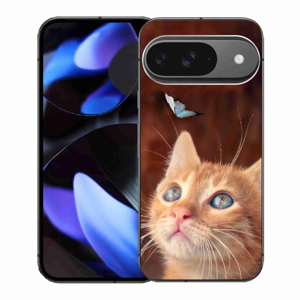 Gelový kryt mmCase na Google Pixel 9 - motýl a kotě