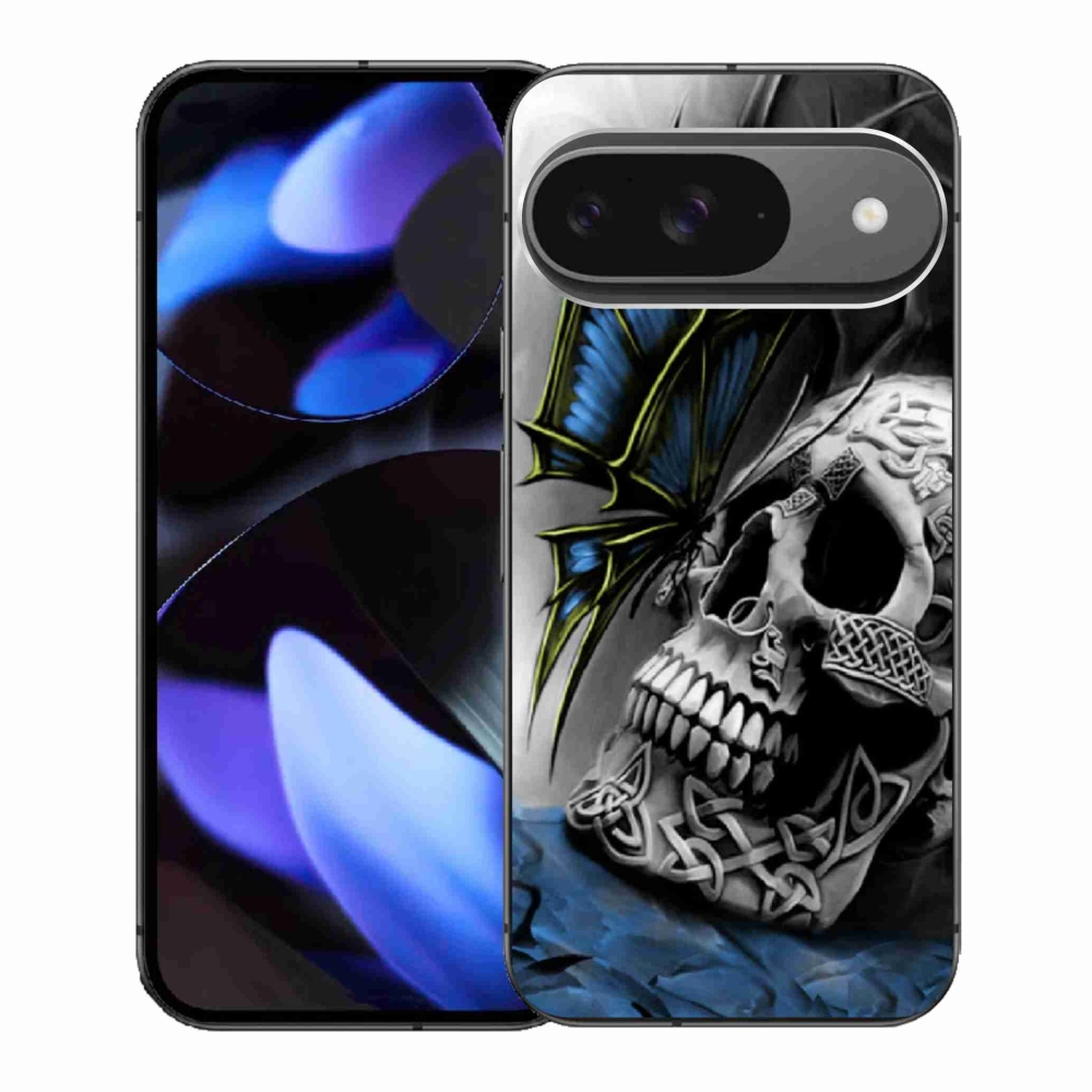 Gelový kryt mmCase na Google Pixel 9 - motýl a lebka