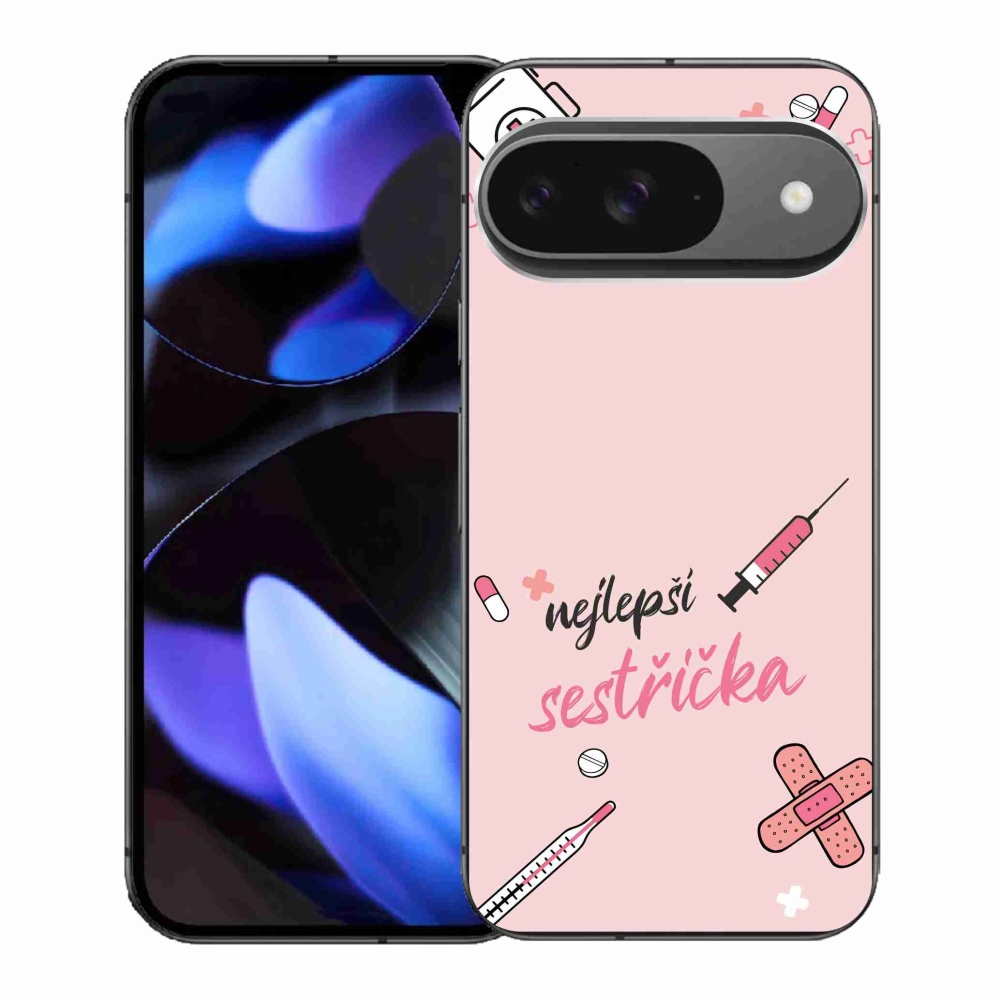 Gelový kryt mmCase na Google Pixel 9 - nejlepší sestřička růžové pozadí