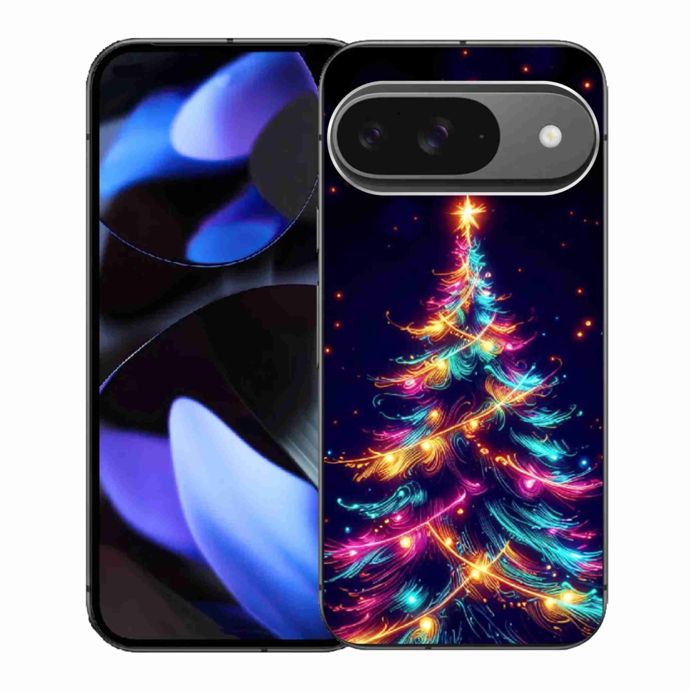 Gelový kryt mmCase na Google Pixel 9 - neonový vánoční stromek