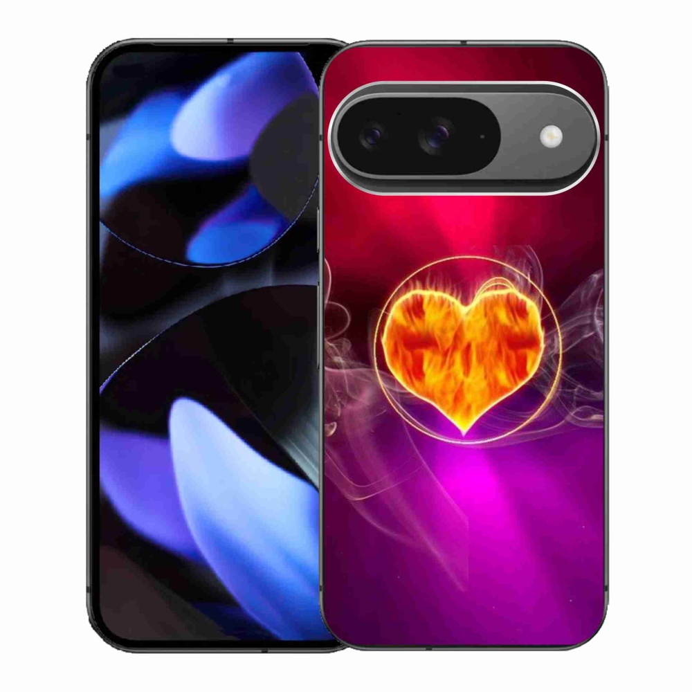Gelový kryt mmCase na Google Pixel 9 - ohnivé srdce