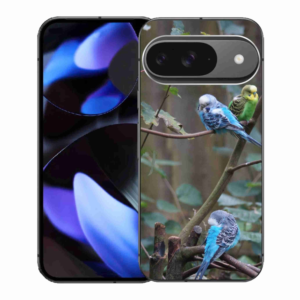 Gelový kryt mmCase na Google Pixel 9 - papoušci na větvi