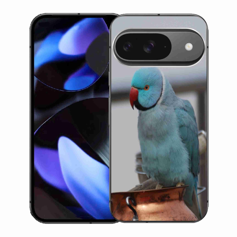 Gelový kryt mmCase na Google Pixel 9 - papoušek alexandr modrý