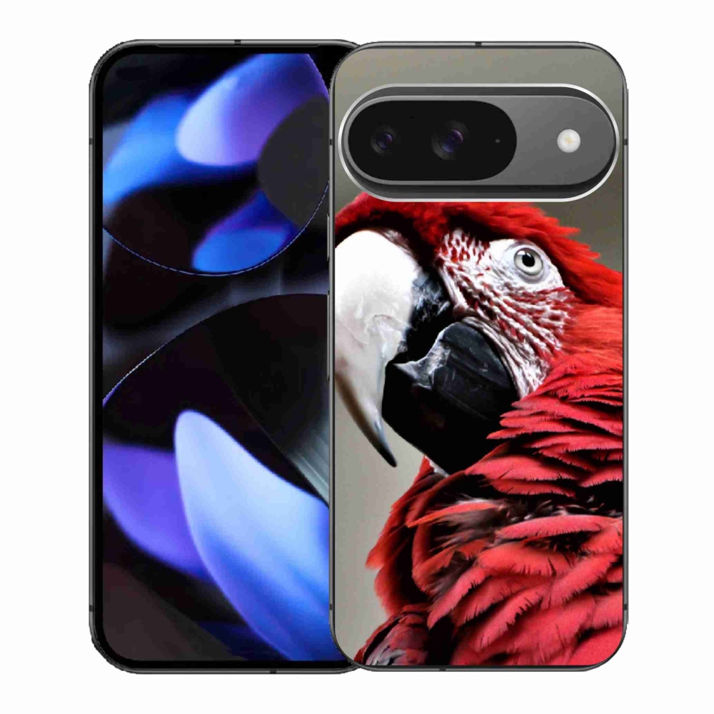 Gelový kryt mmCase na Google Pixel 9 - papoušek ara červený