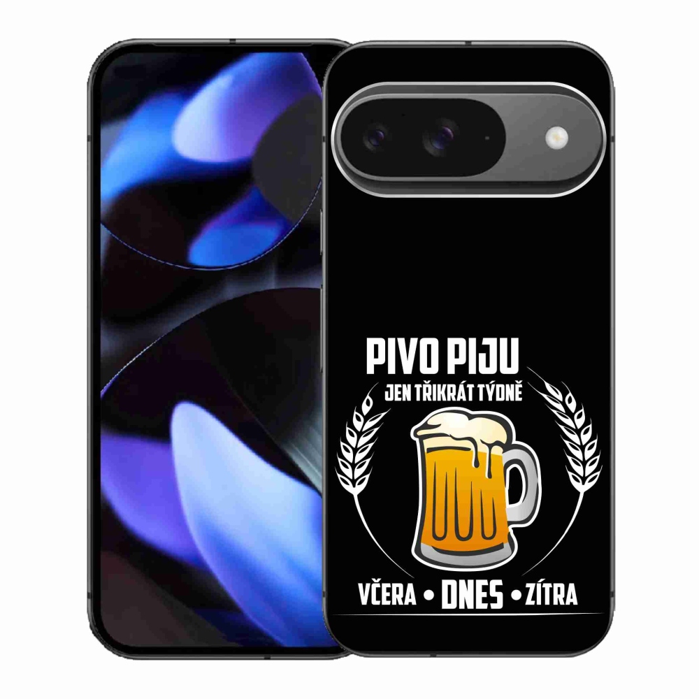 Gelový kryt mmCase na Google Pixel 9 - pivní motiv černé pozadí