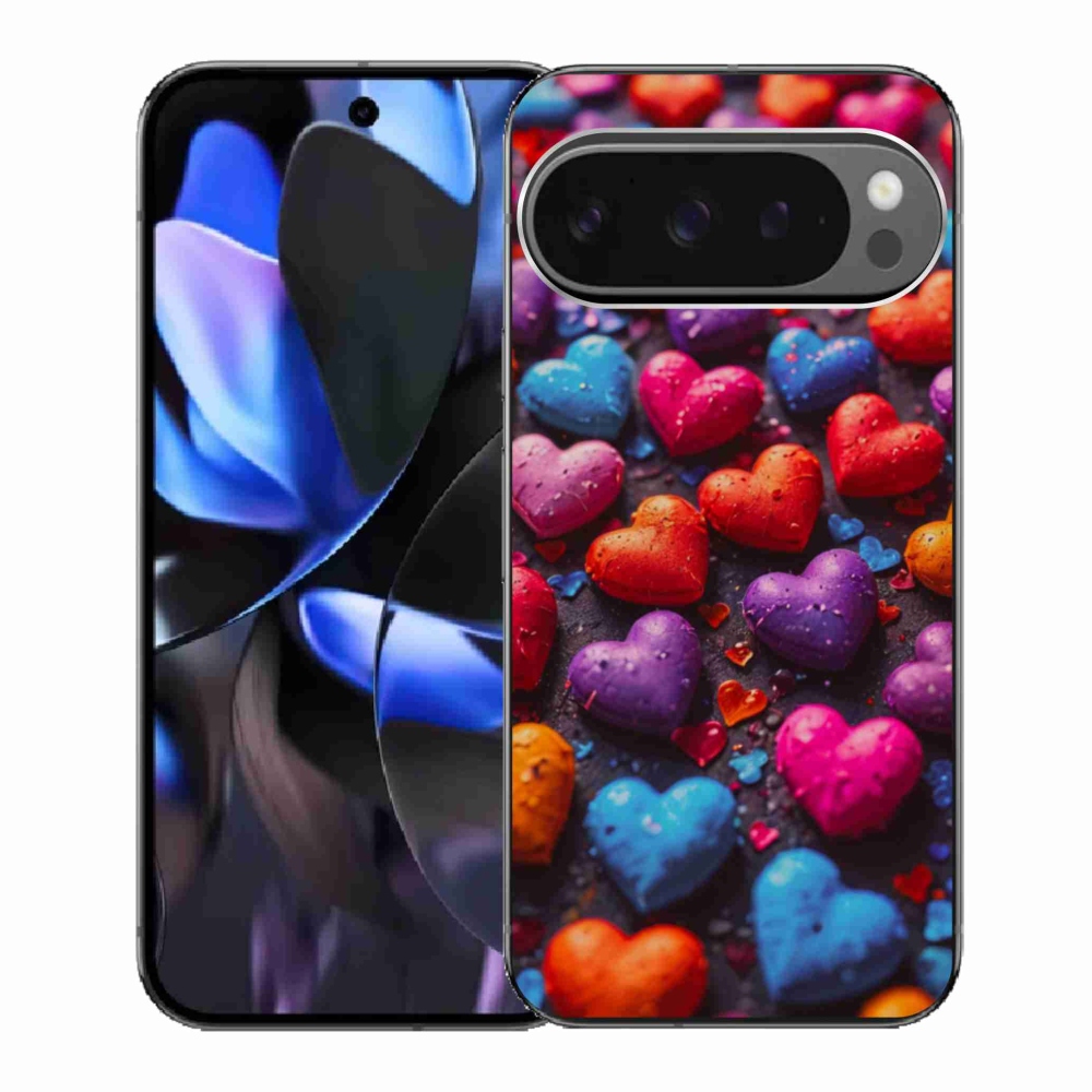 Gelový kryt mmCase na Google Pixel 9 Pro - barevná srdce