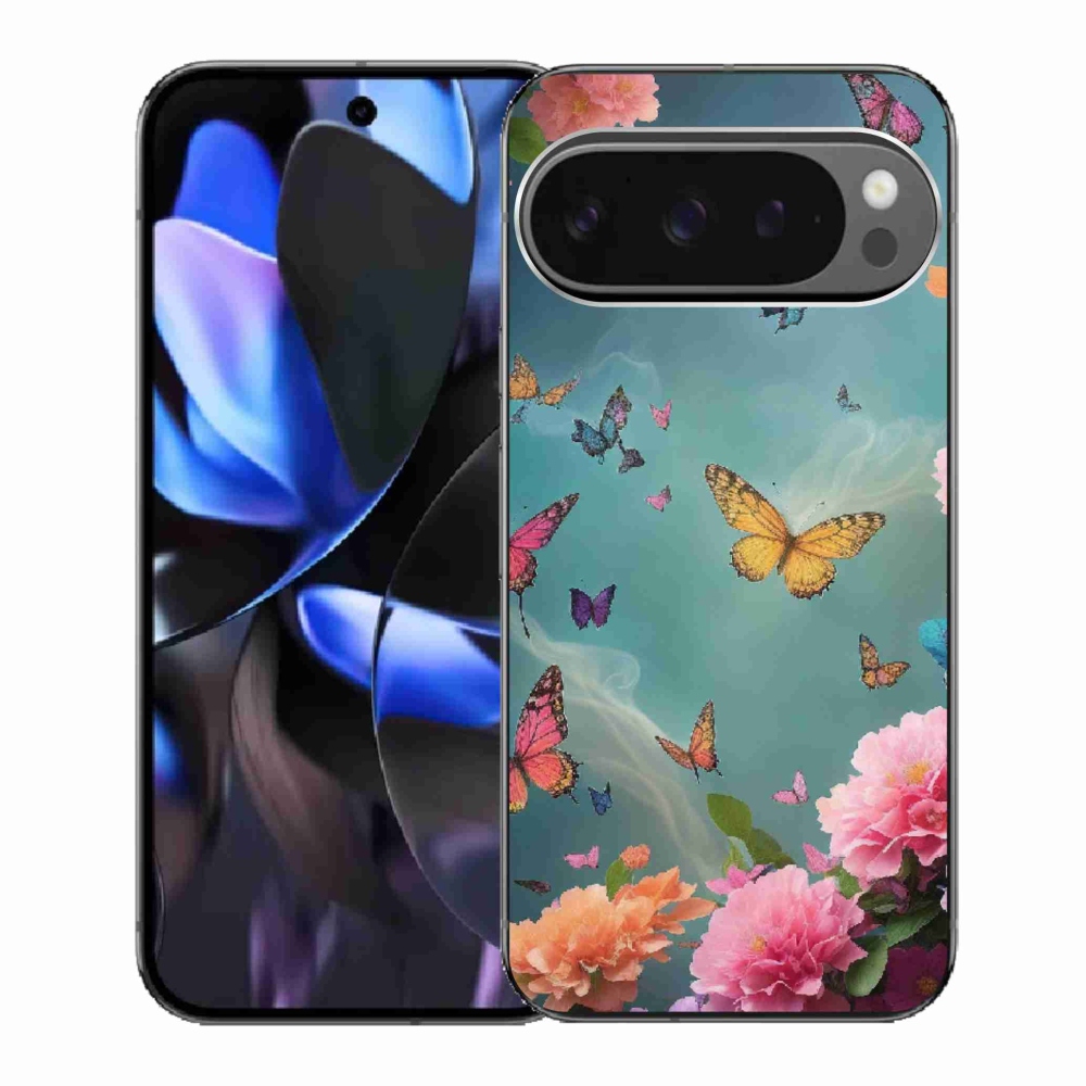 Gelový kryt mmCase na Google Pixel 9 Pro - barevné květy a motýli