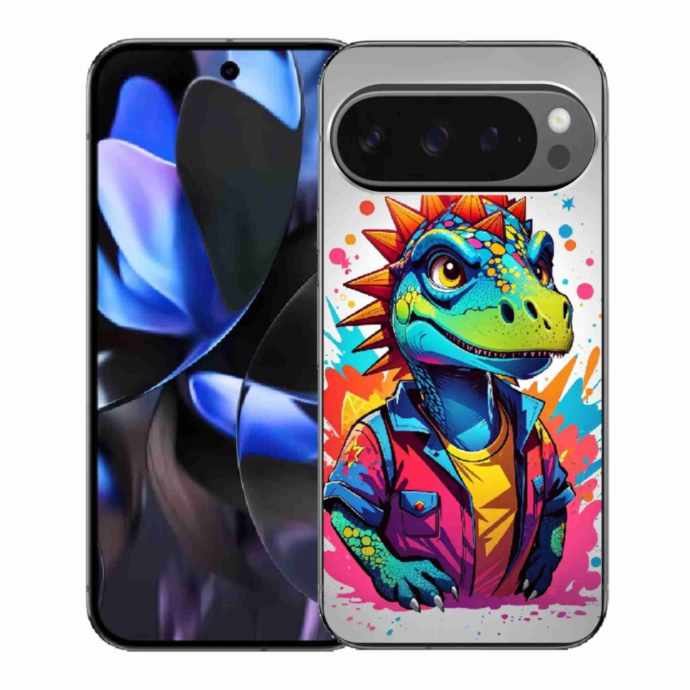 Gelový kryt mmCase na Google Pixel 9 Pro - barevný dinosaurus