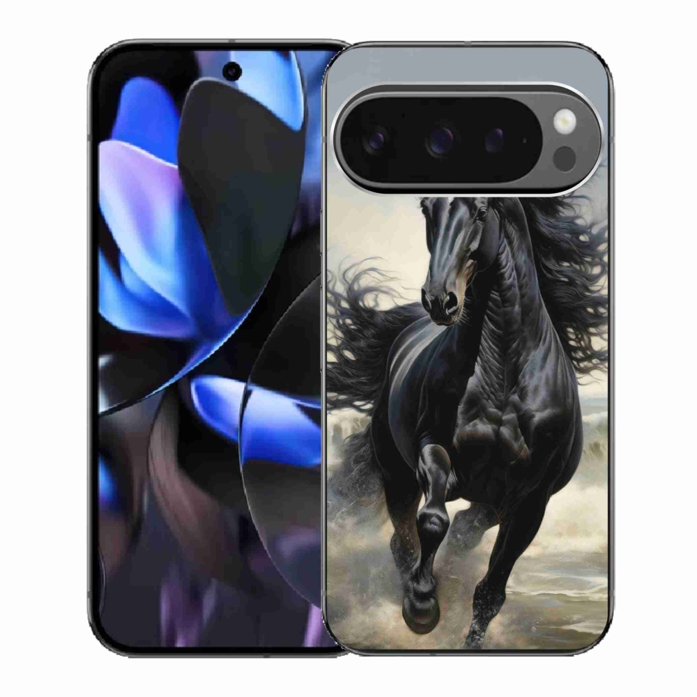 Gelový kryt mmCase na Google Pixel 9 Pro - běžící černý kůň