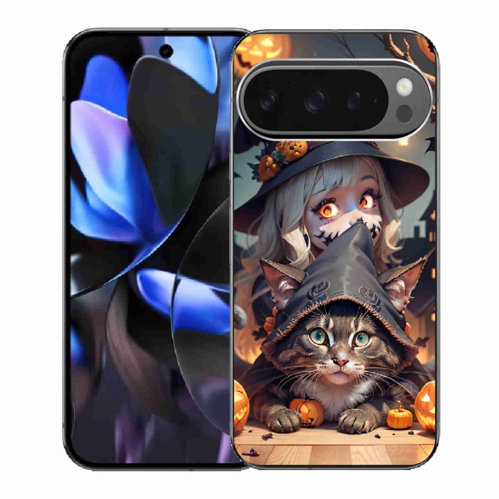 Gelový kryt mmCase na Google Pixel 9 Pro - čarodějnice s kočkou