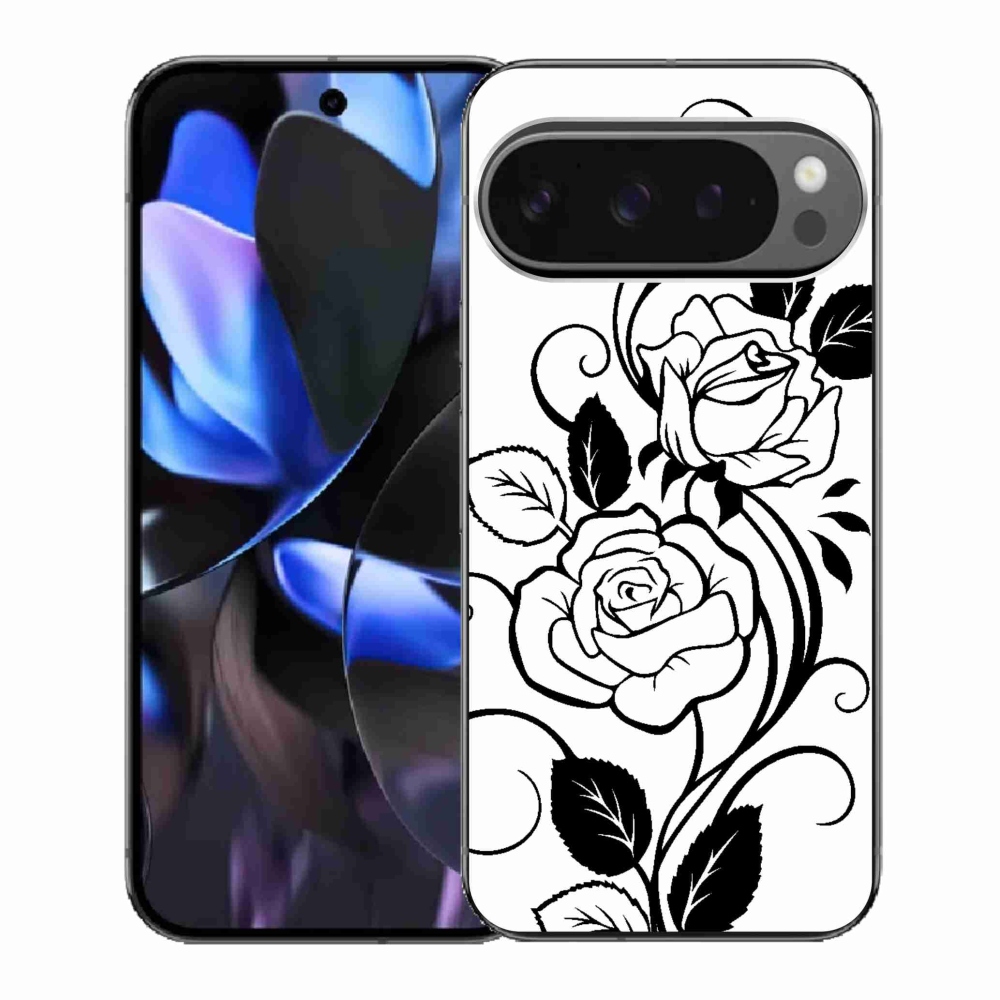 Gelový kryt mmCase na Google Pixel 9 Pro - černobílá růže