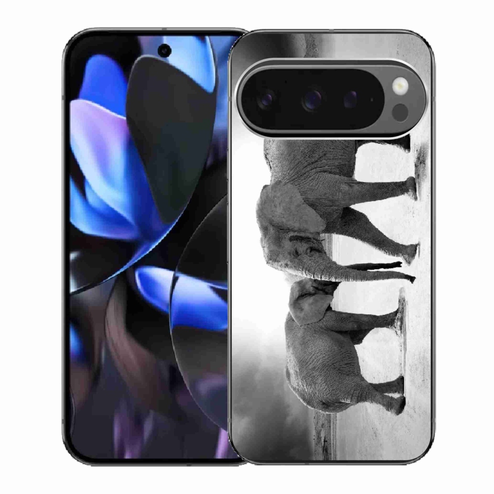 Gelový kryt mmCase na Google Pixel 9 Pro - černobílí sloni