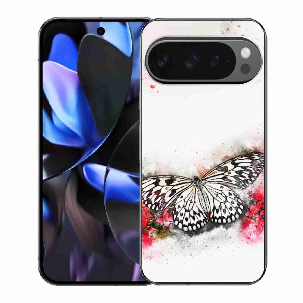Gelový kryt mmCase na Google Pixel 9 Pro - černobílý motýl