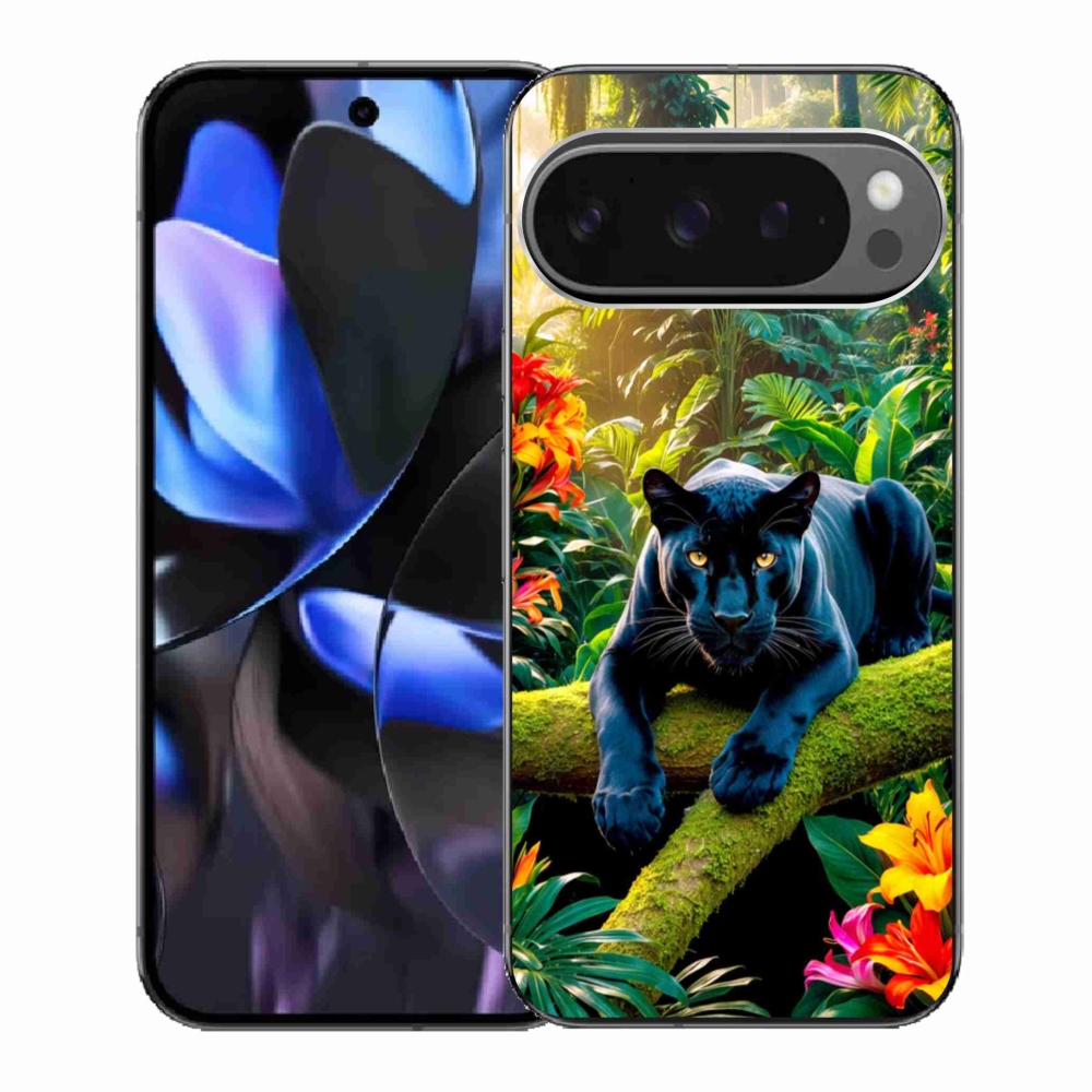 Gelový kryt mmCase na Google Pixel 9 Pro - černý panter v džungli
