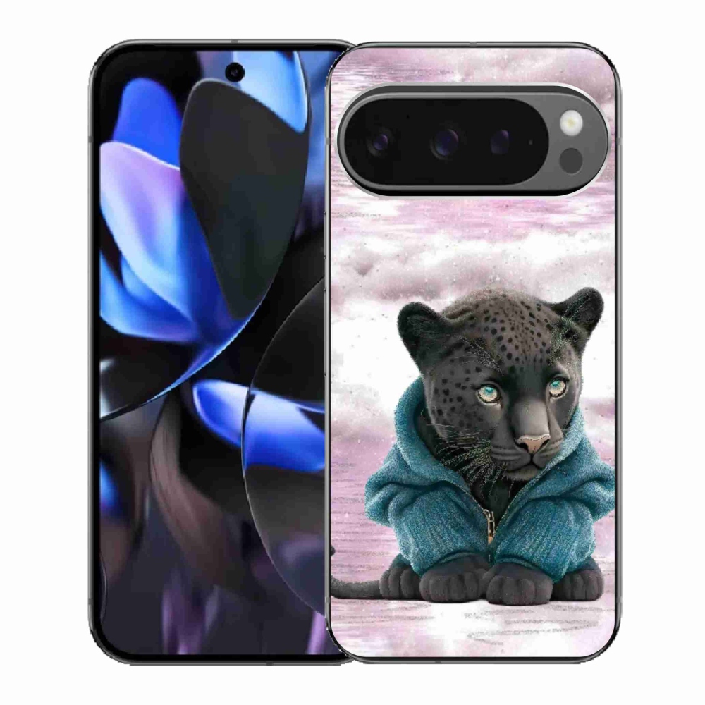 Gelový kryt mmCase na Google Pixel 9 Pro - černý panter ve svetru