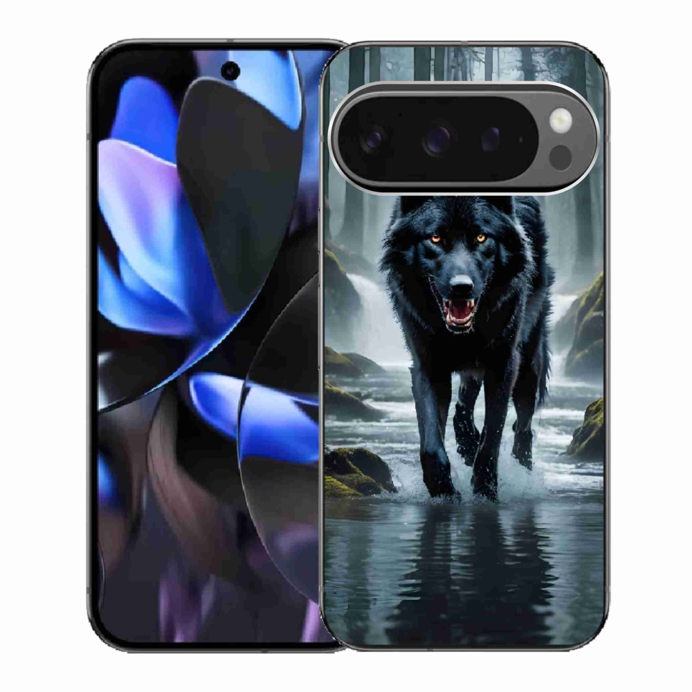 Gelový kryt mmCase na Google Pixel 9 Pro - černý vlk