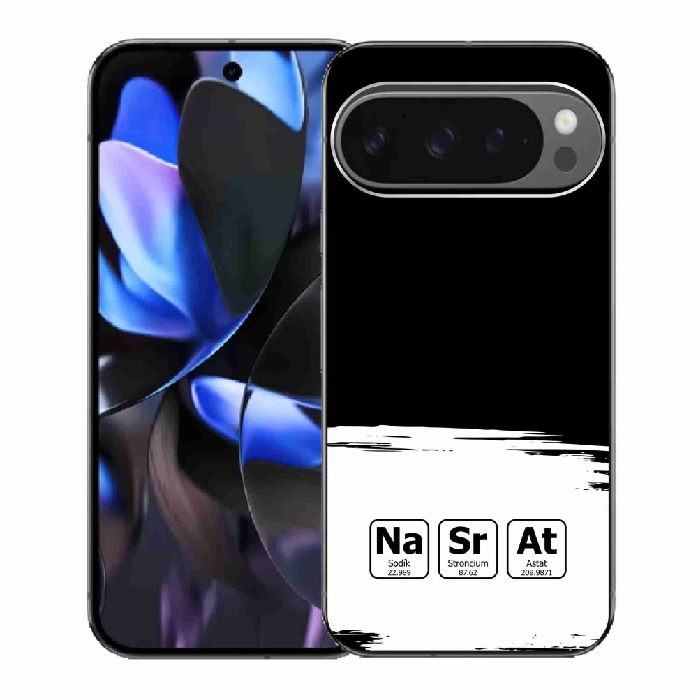 Gelový kryt mmCase na Google Pixel 9 Pro - chemické prvky bíločerné pozadí