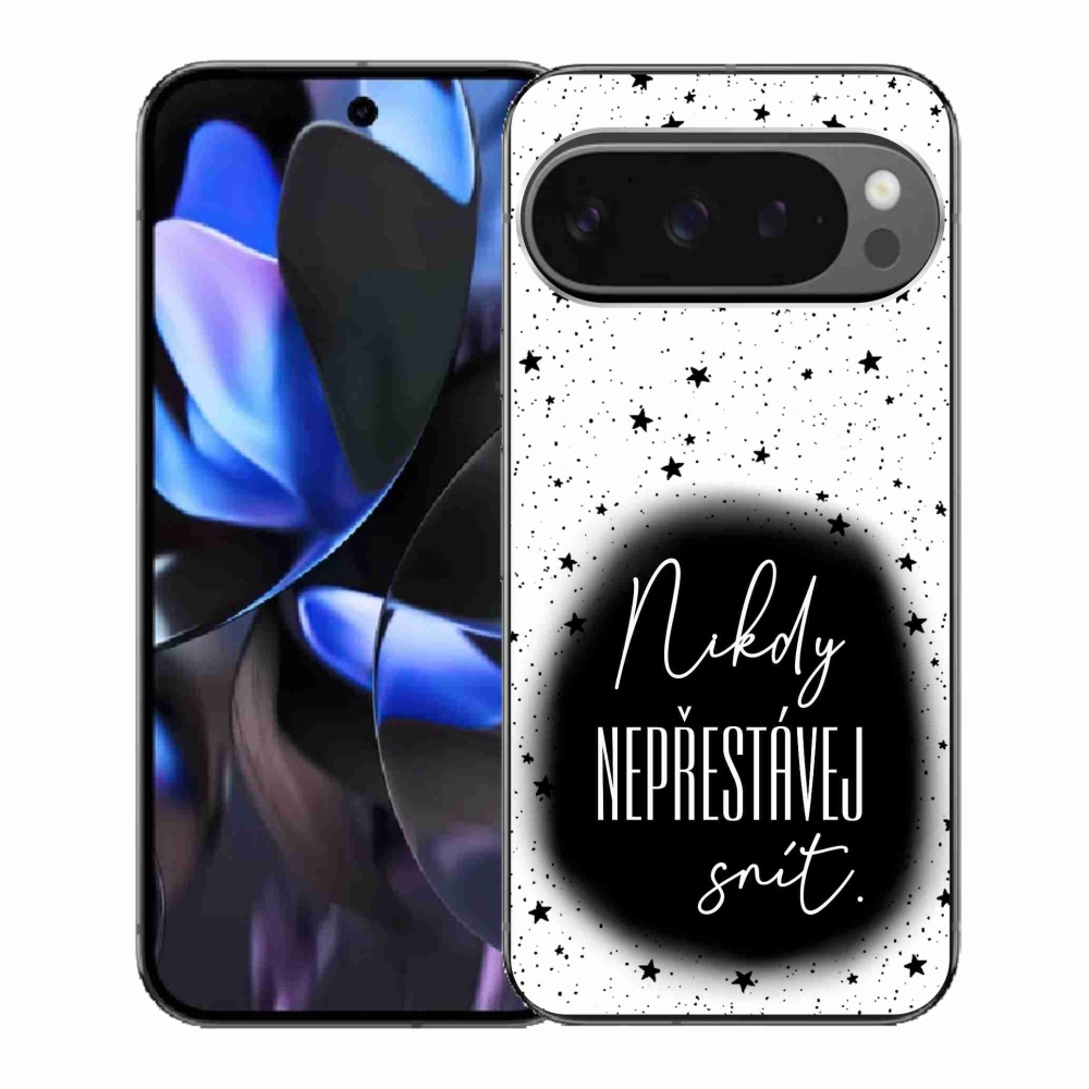 Gelový kryt mmCase na Google Pixel 9 Pro - citát 1 černobílé pozadí