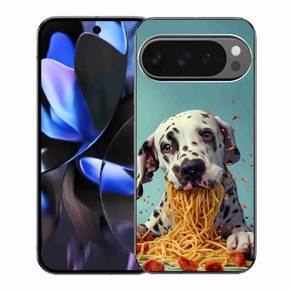 Gelový kryt mmCase na Google Pixel 9 Pro - dalmatin a špagety