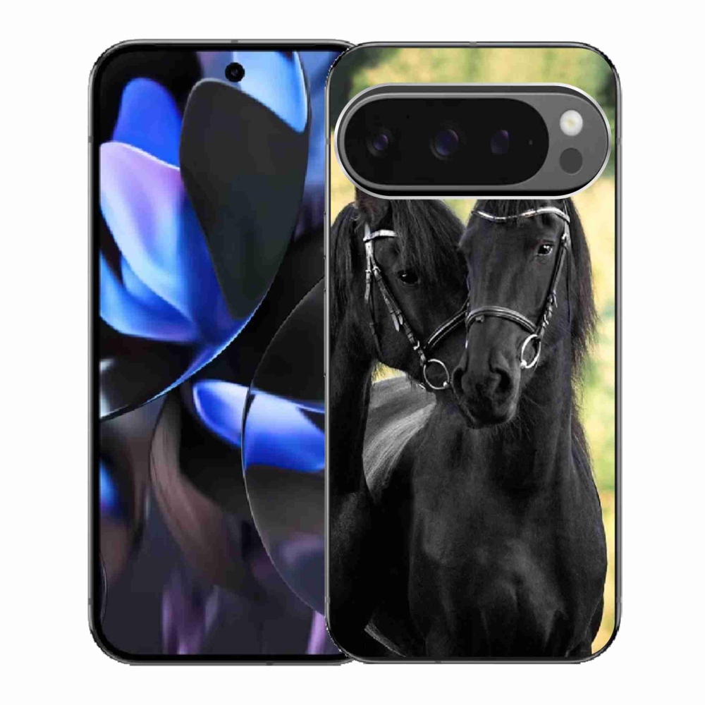 Gelový kryt mmCase na Google Pixel 9 Pro - dva černí koně