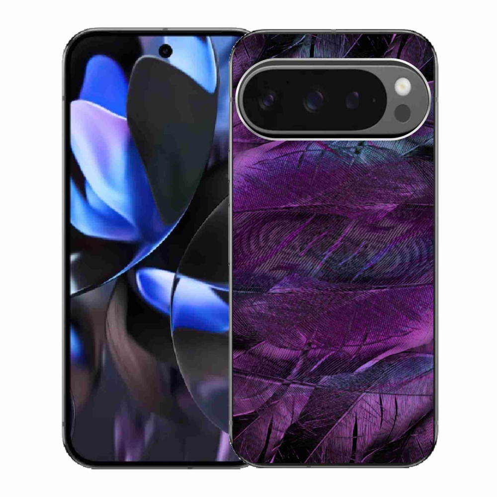 Gelový kryt mmCase na Google Pixel 9 Pro - fialová pírka