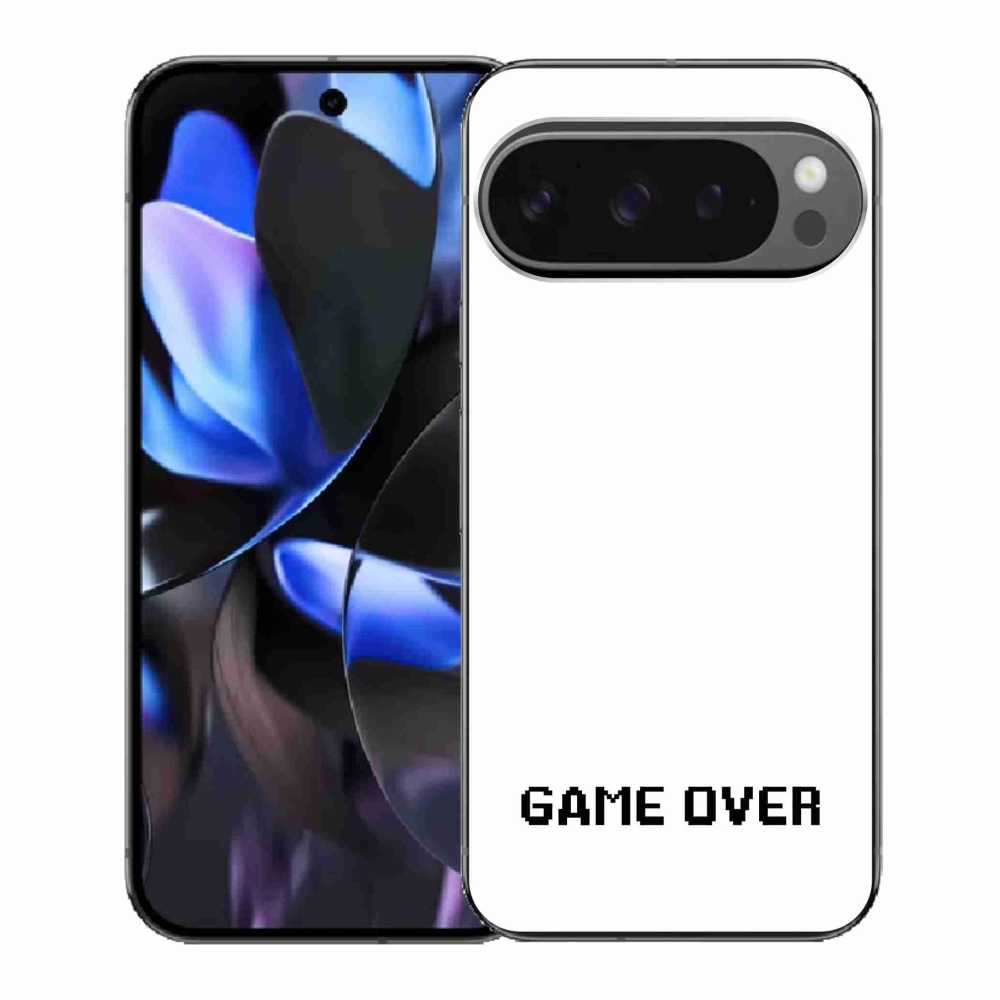Gelový kryt mmCase na Google Pixel 9 Pro - game over bílé pozadí