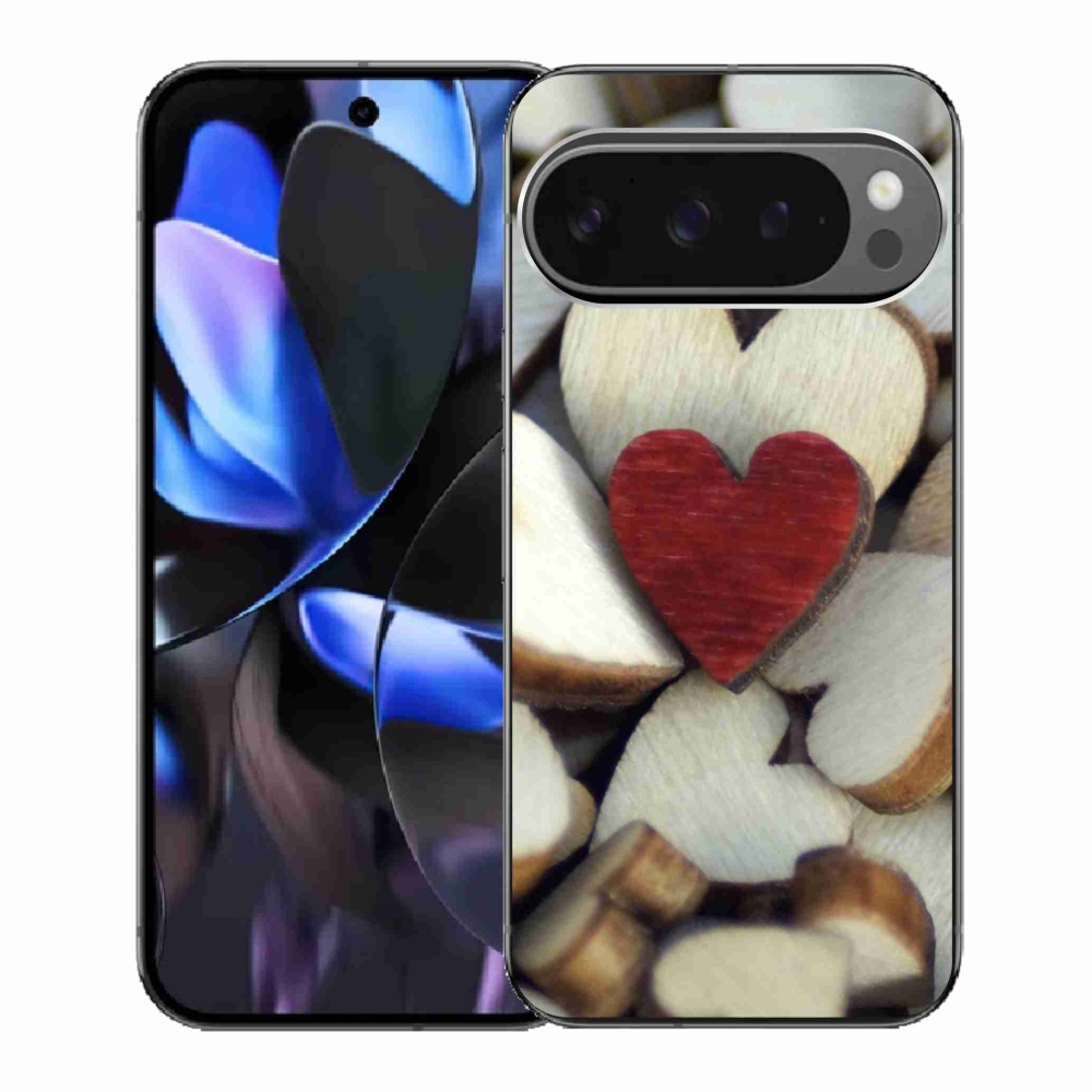 Gelový kryt mmCase na Google Pixel 9 Pro - gravírované červené srdce 