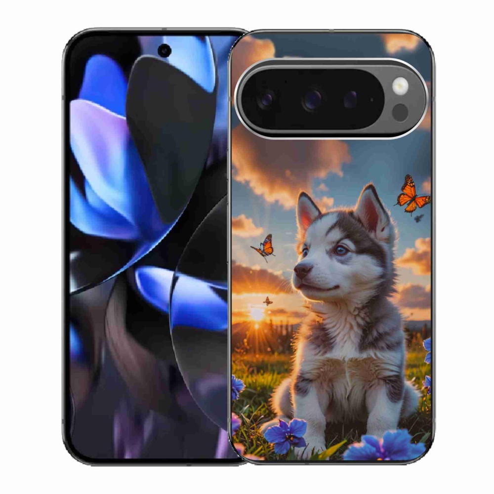 Gelový kryt mmCase na Google Pixel 9 Pro - husky při západu slunce