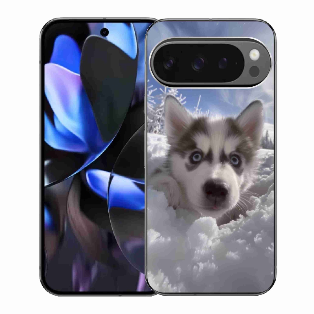 Gelový kryt mmCase na Google Pixel 9 Pro - husky ve sněhu
