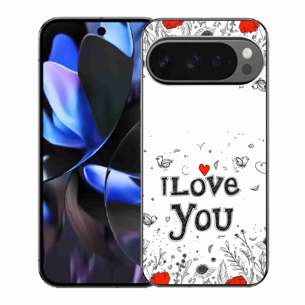 Gelový kryt mmCase na Google Pixel 9 Pro - I love you bílé pozadí