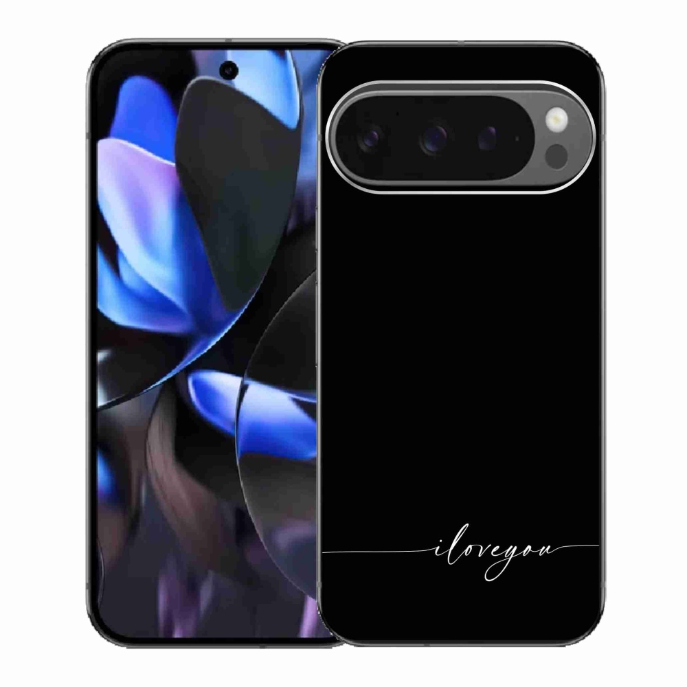 Gelový kryt mmCase na Google Pixel 9 Pro - I love you černé pozadí