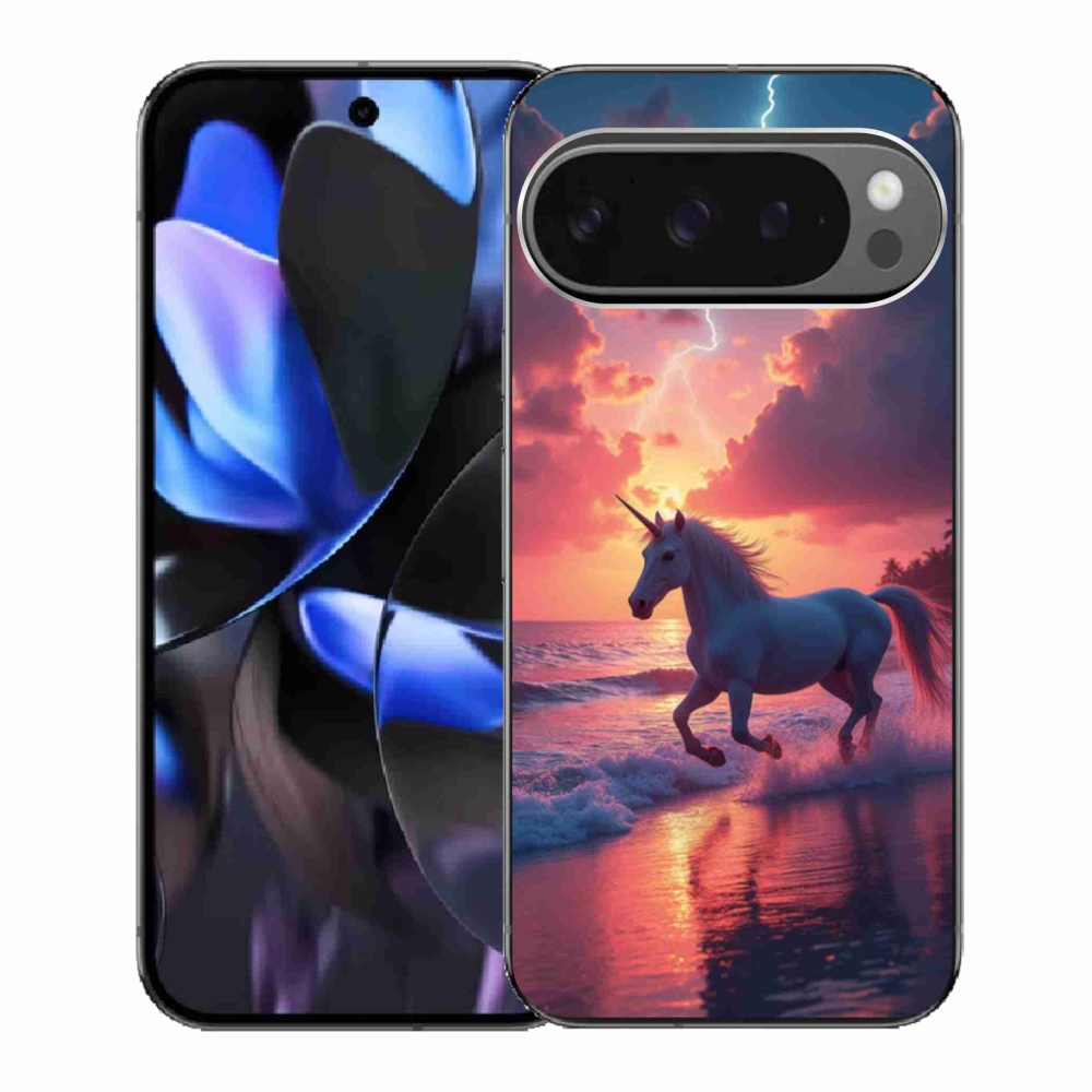 Gelový kryt mmCase na Google Pixel 9 Pro - jednorožec na pláži