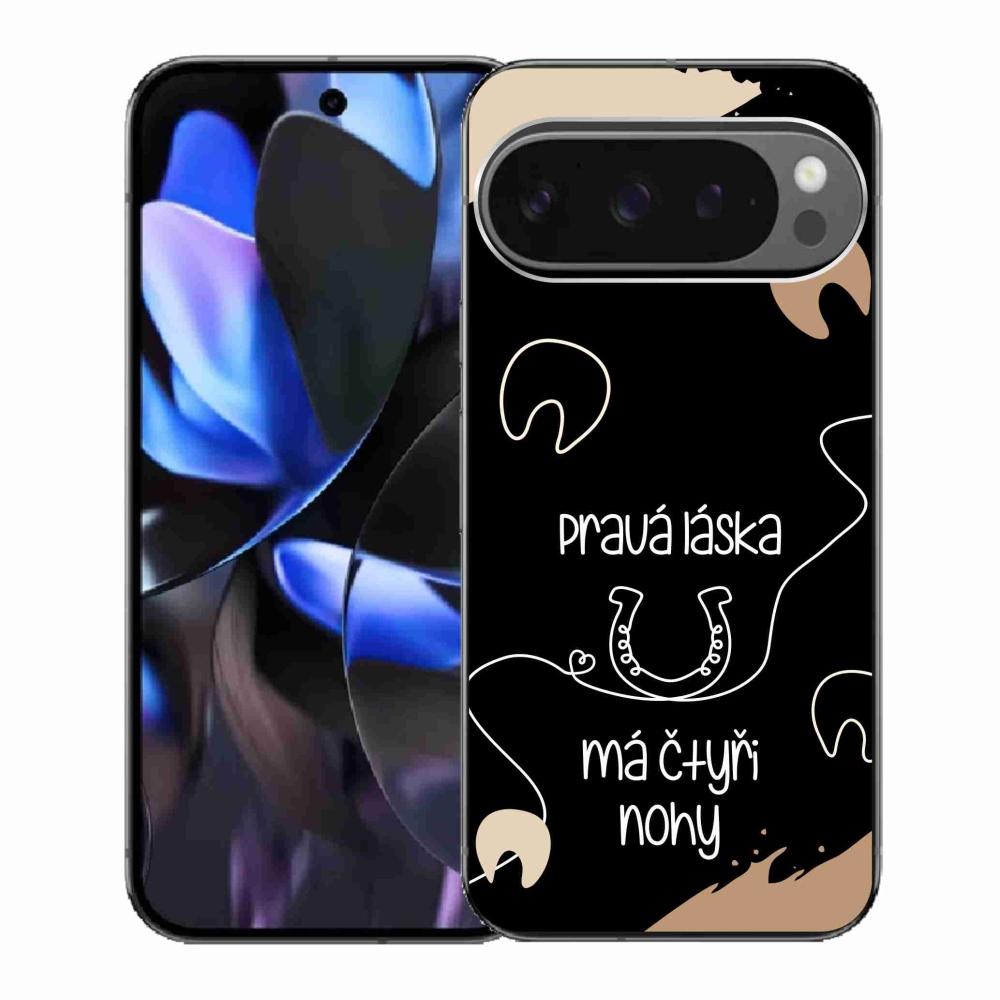 Gelový kryt mmCase na Google Pixel 9 Pro - koňský motiv černé pozadí