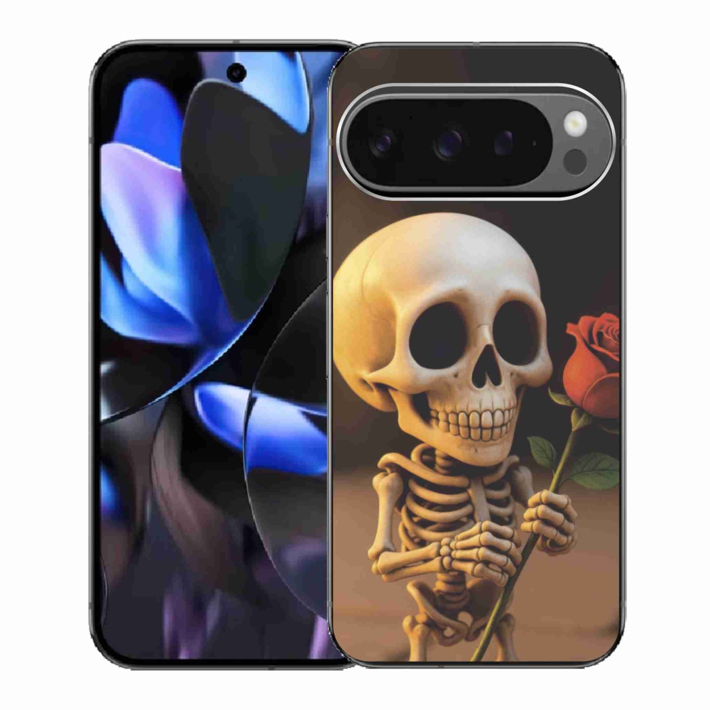 Gelový kryt mmCase na Google Pixel 9 Pro - kostlivec s růží