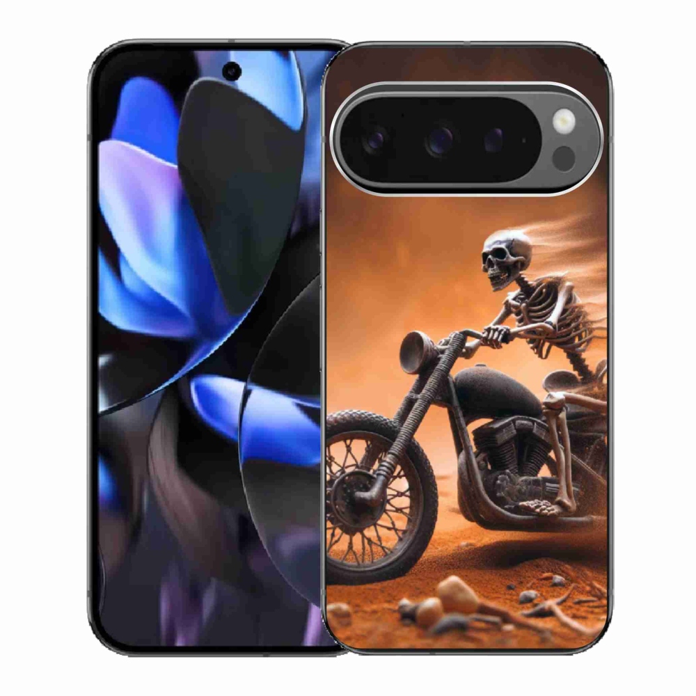 Gelový kryt mmCase na Google Pixel 9 Pro - kostra na motorce