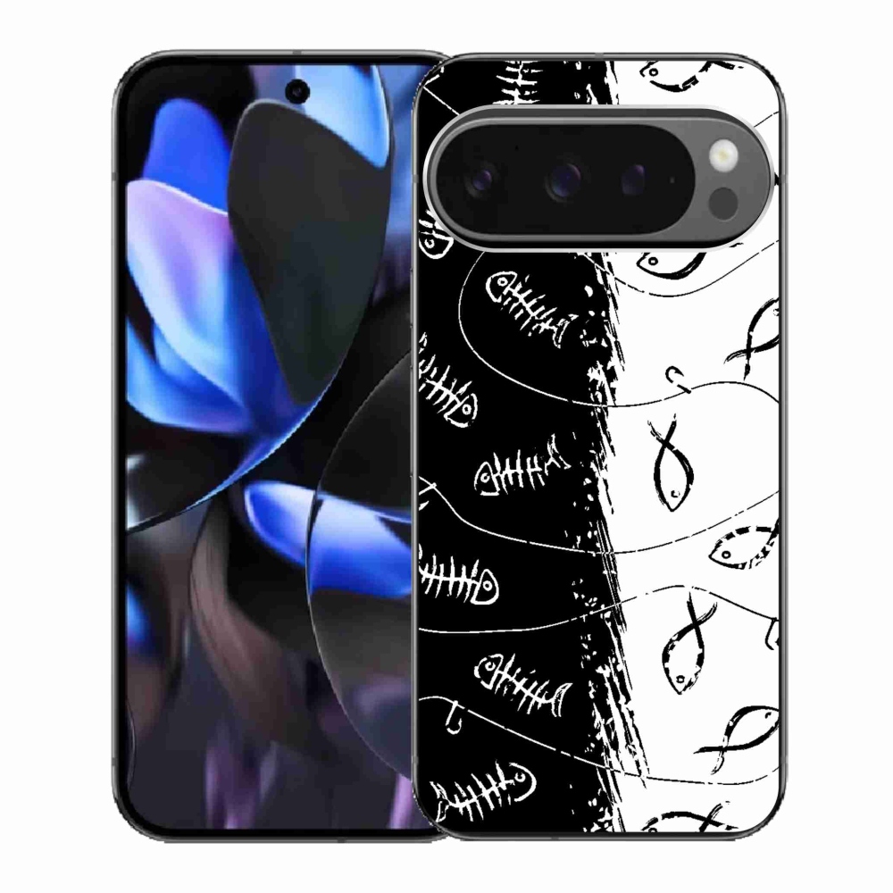 Gelový kryt mmCase na Google Pixel 9 Pro - kostry a rybky