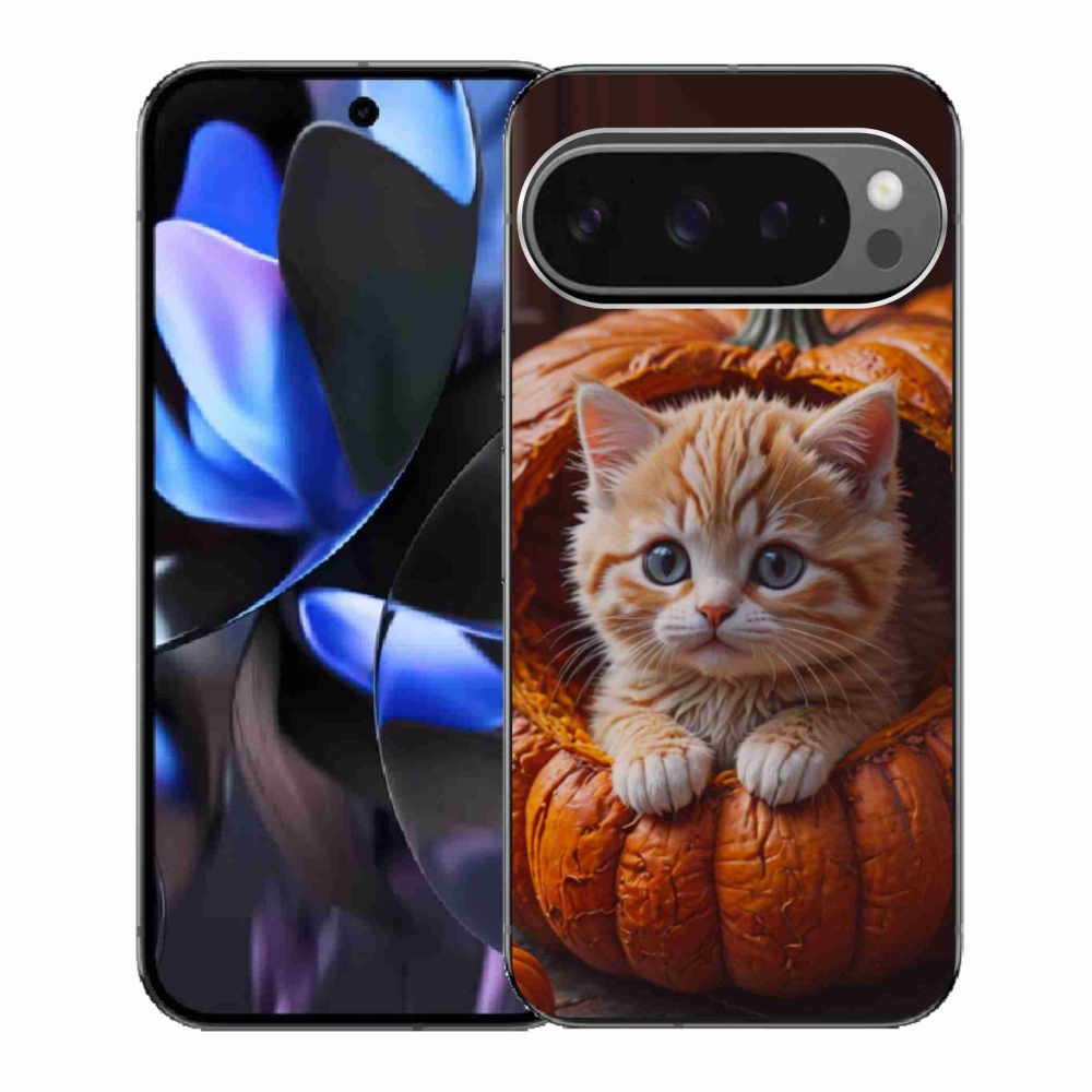 Gelový kryt mmCase na Google Pixel 9 Pro - kotě a dýně 2